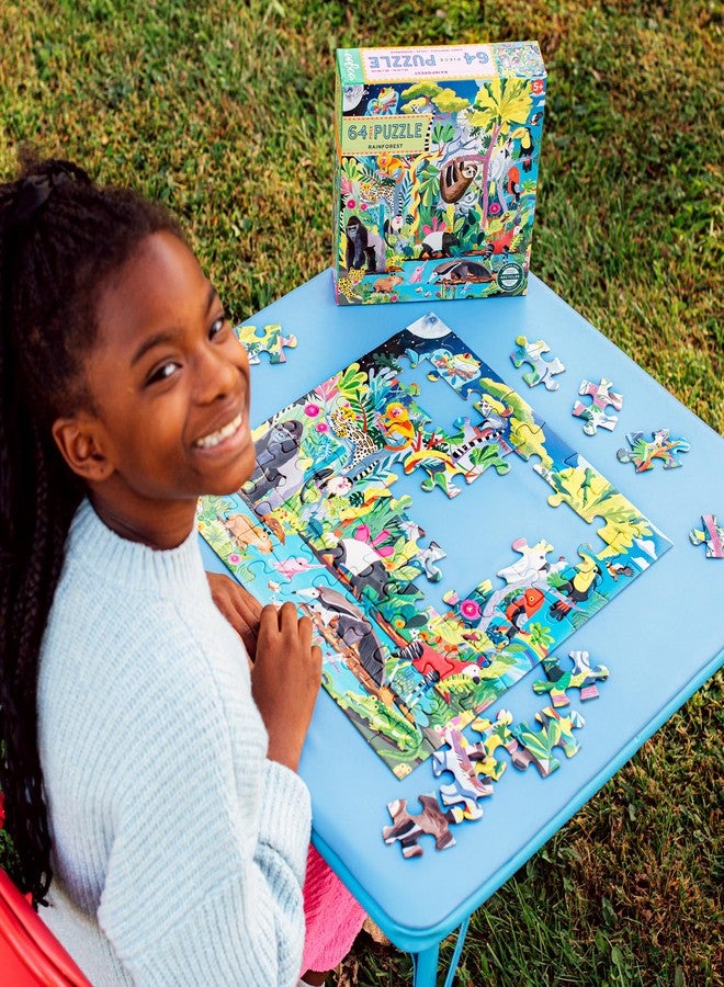 إيبو: أحجية الغابة المطيرة - 64 قطعة - 15 بوصة × 15 بوصة، مشهد نابض بالحياة للحيوانات والطبيعة، ملصق معلوماتي، قطع كبيرة ومتينة وخالية من الغبار، للأطفال من عمر 5 سنوات فما فوق - Image 4